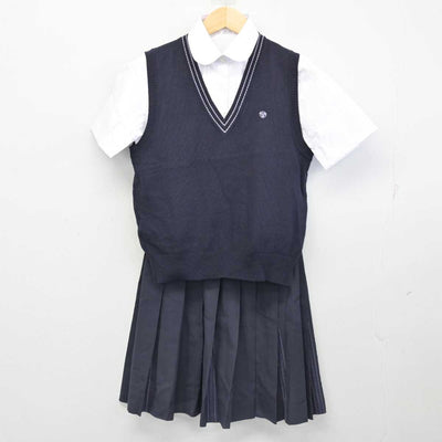 【中古】奈良県 育英西高等学校 女子制服 3点 (ニットベスト・シャツ・スカート) sf059009