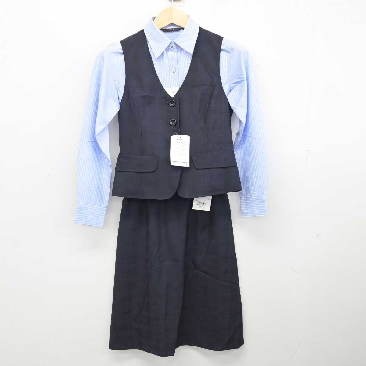 【中古】 事務服 女子制服 3点 (シャツ・ベスト・スカート) sf059025