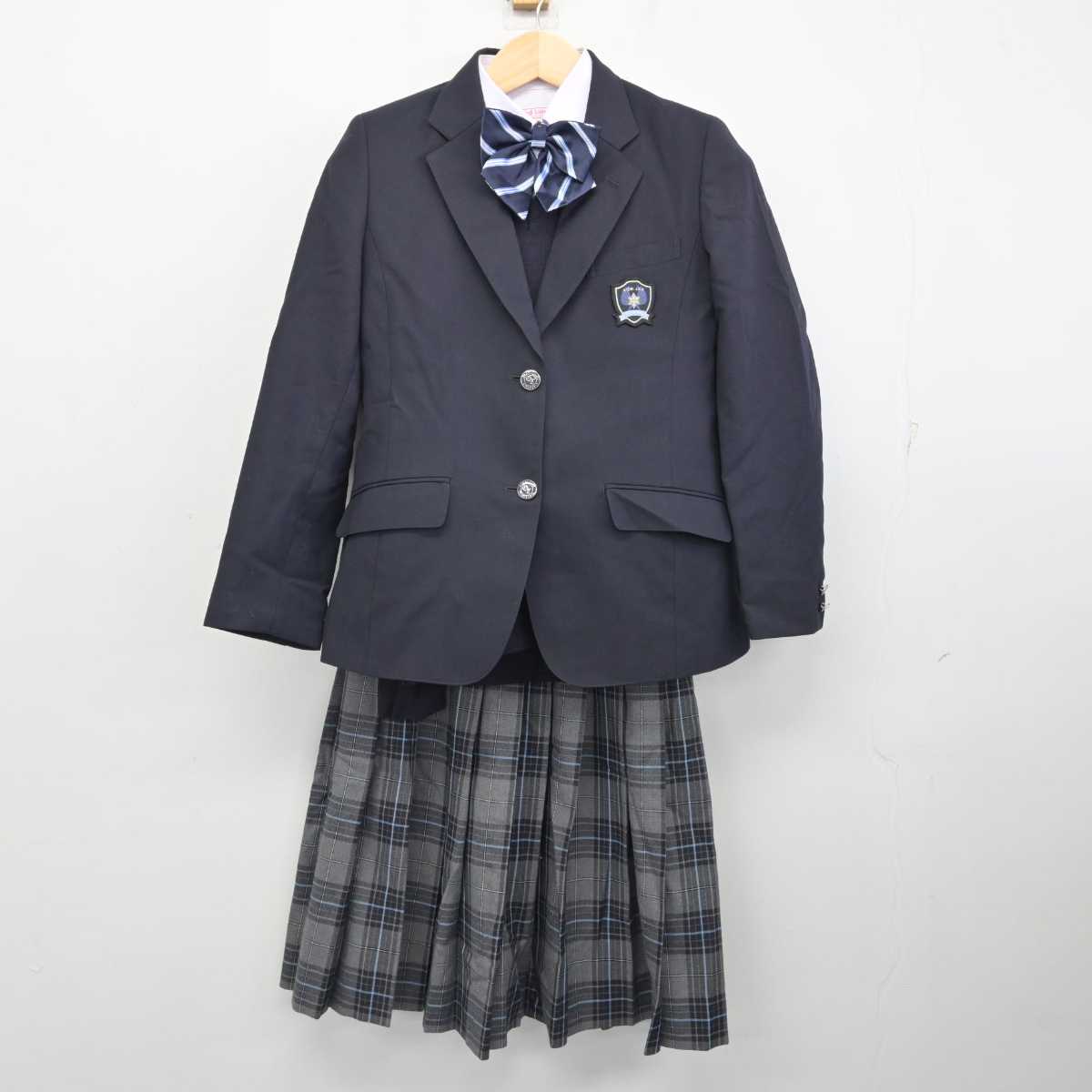 【中古】東京都 大鳥中学校 女子制服 5点 (ブレザー・ニット・シャツ・スカート) sf059044