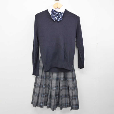 【中古】東京都 大鳥中学校 女子制服 5点 (ブレザー・ニット・シャツ・スカート) sf059044