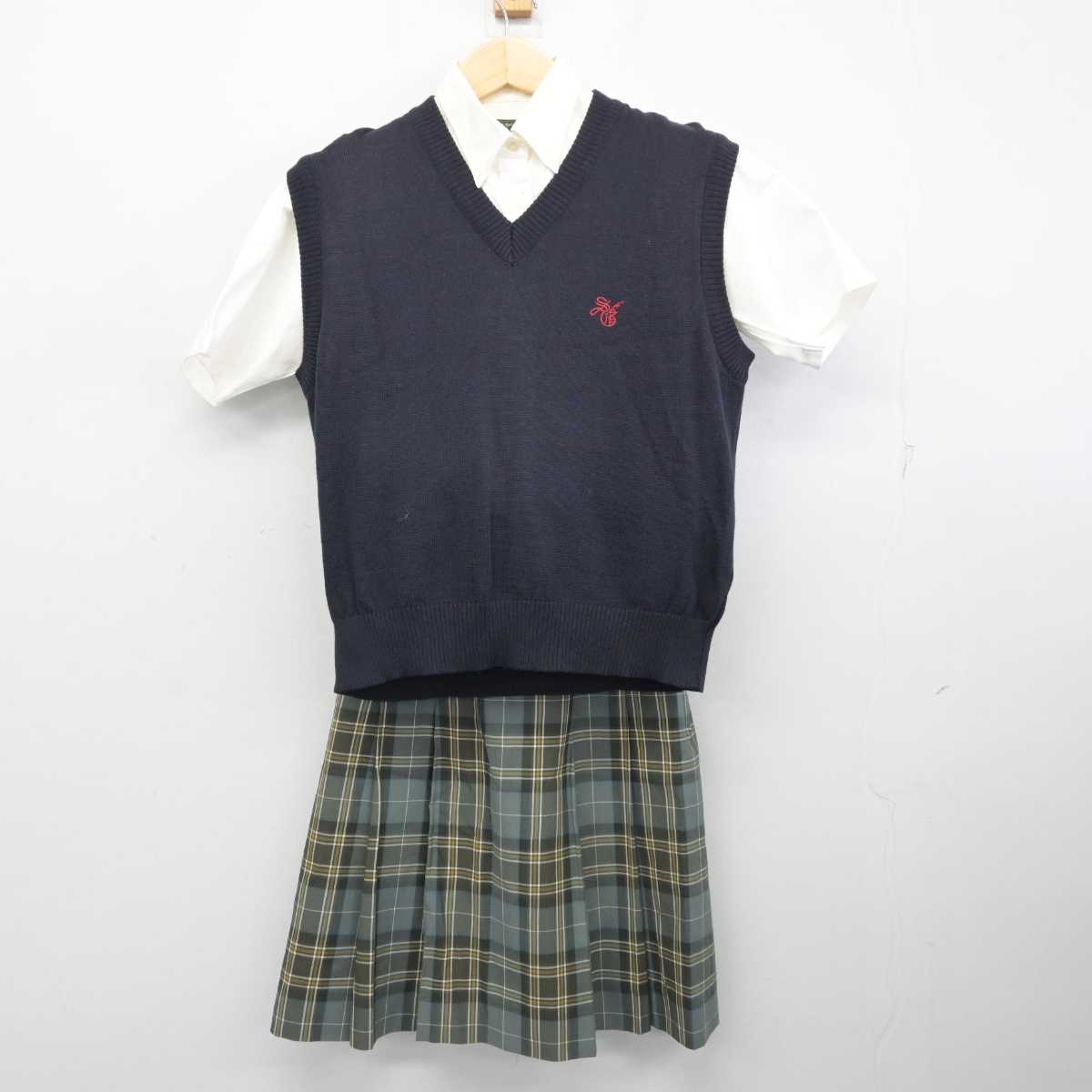 【中古】東京都 杉並学院高等学校 女子制服 3点 (ニットベスト・シャツ・スカート) sf059049