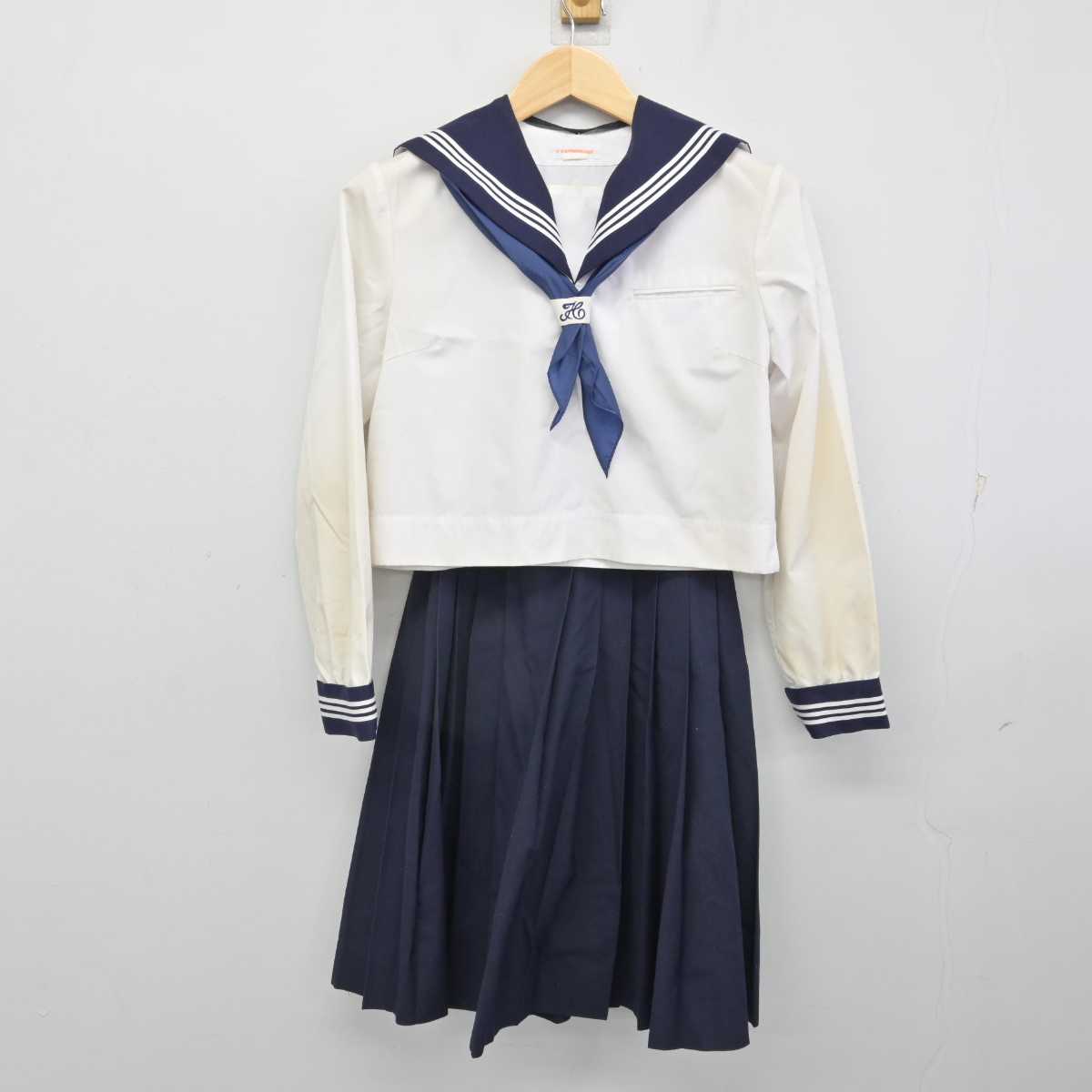 【中古】茨城県 新利根中学校 女子制服 3点 (セーラー服・スカート) sf059090