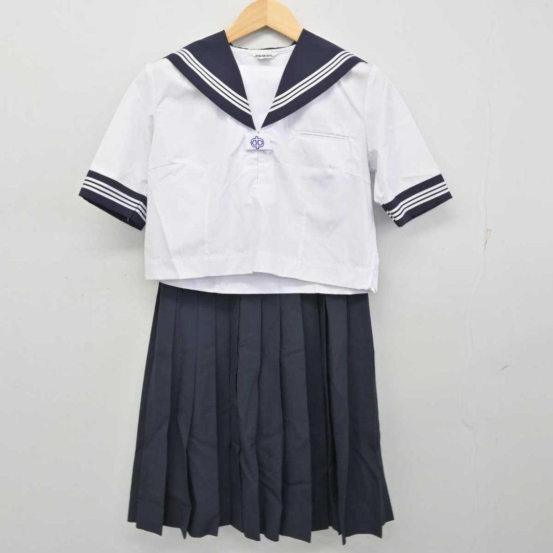 O590/(中古)兵庫県 女子制服3点 /鹿島中学校/M/W66/丈57/車ヒダ