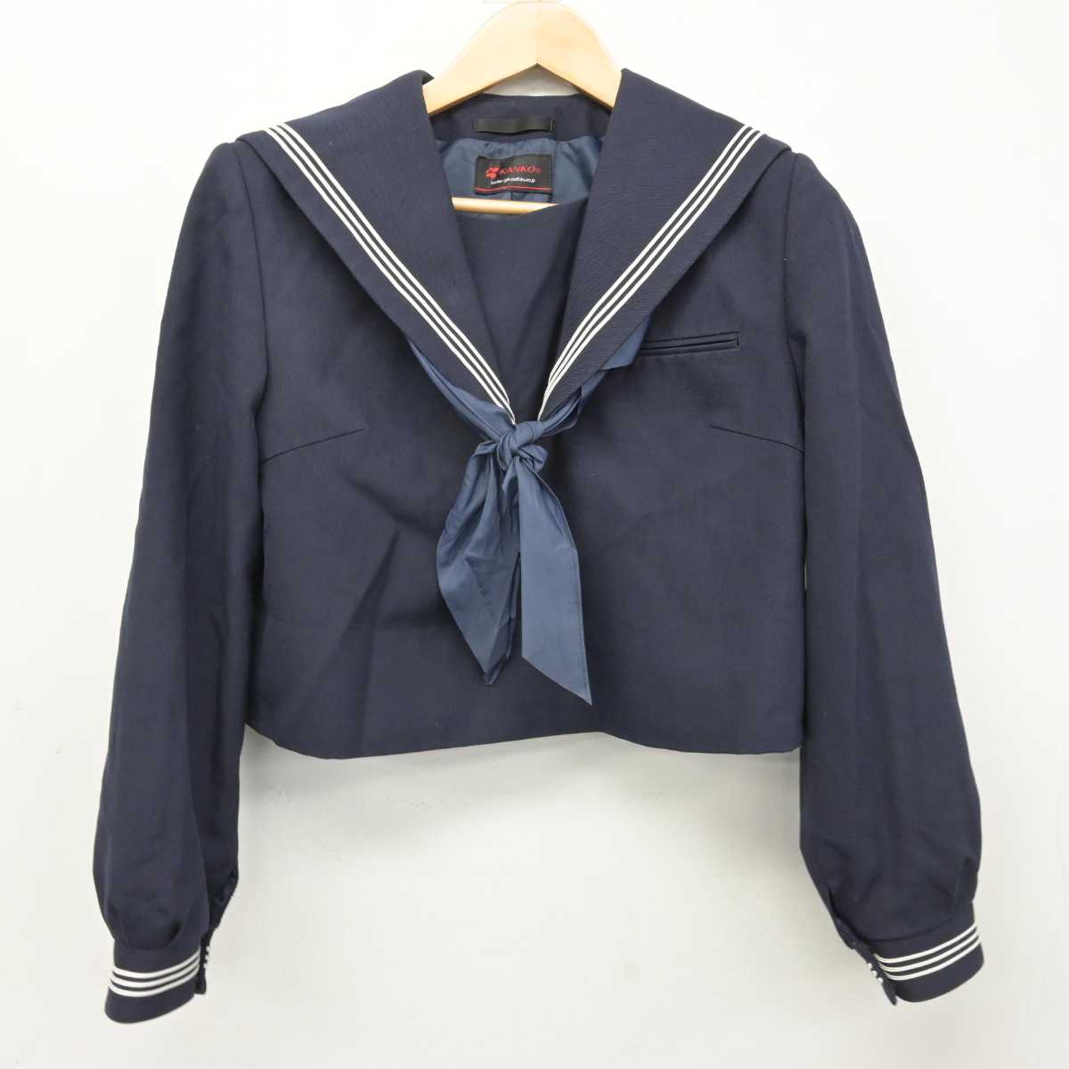 【中古】福岡県 花畑中学校 女子制服 3点 (セーラー服・ジャンパースカート) sf059114