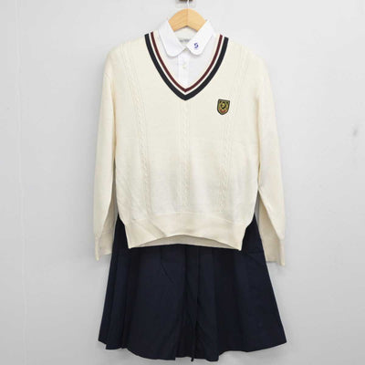 【中古】福岡県 稲築志耕館高等学校 女子制服 4点 (ブレザー・ニット・シャツ・スカート) sf059146