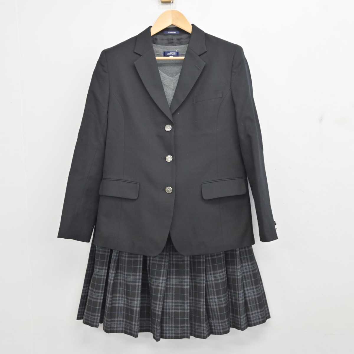 【中古】埼玉県 草加西高等学校 女子制服 3点 (ブレザー・ニット・スカート) sf059162