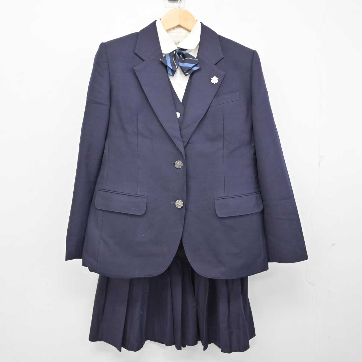 【中古】愛知県 桃陵高等学校 女子制服 7点 (ブレザー・ベスト・シャツ・スカート) sf059230