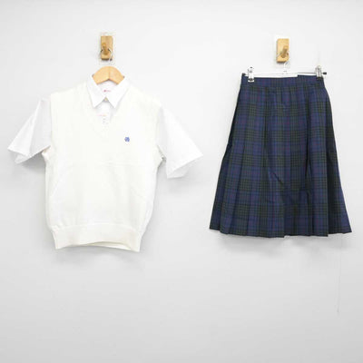 【中古】東京都 江戸川女子高等学校 女子制服 3点 (ニットベスト・シャツ・スカート) sf059265