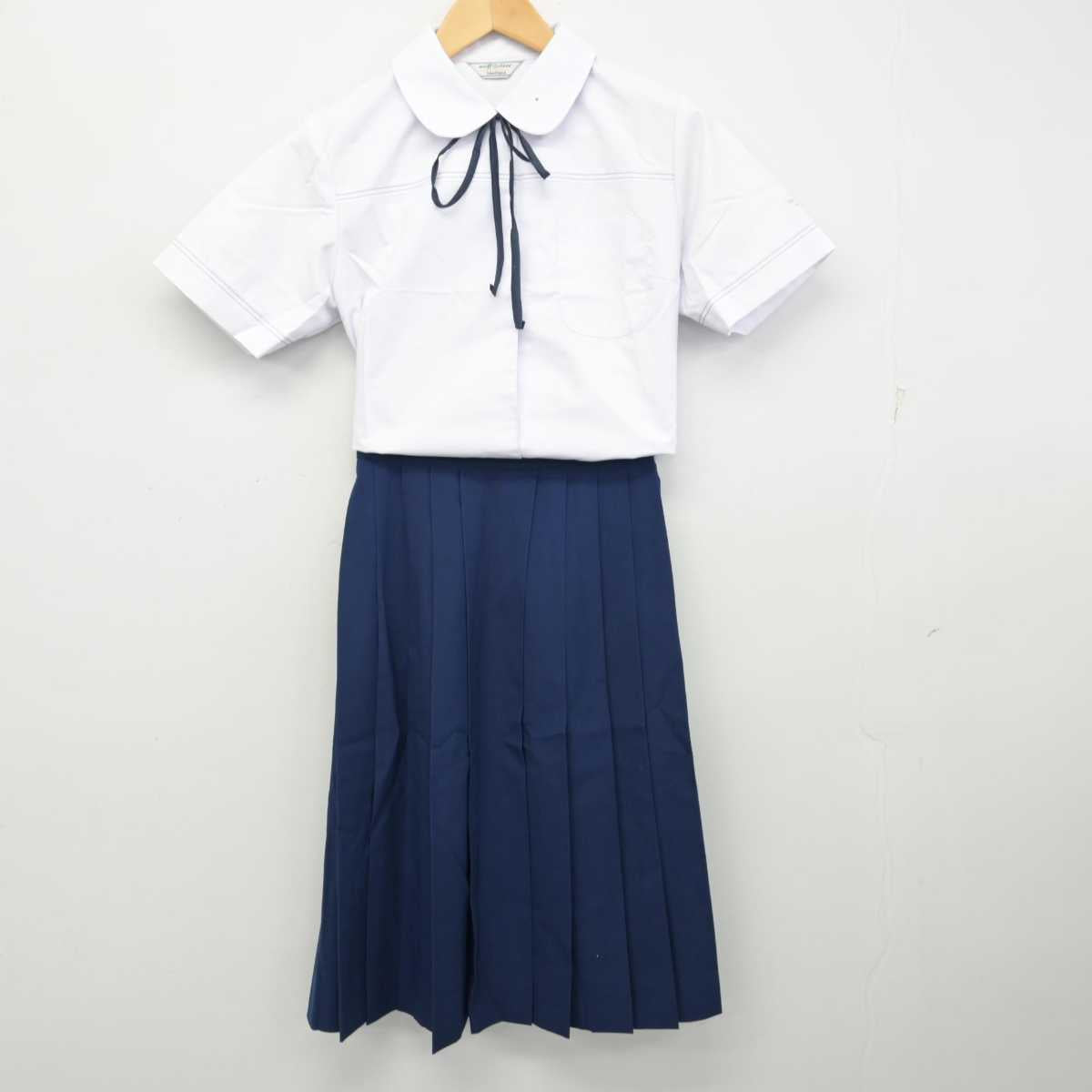 【中古】鹿児島県 西紫原中学校 女子制服 3点 (シャツ・スカート) sf059344