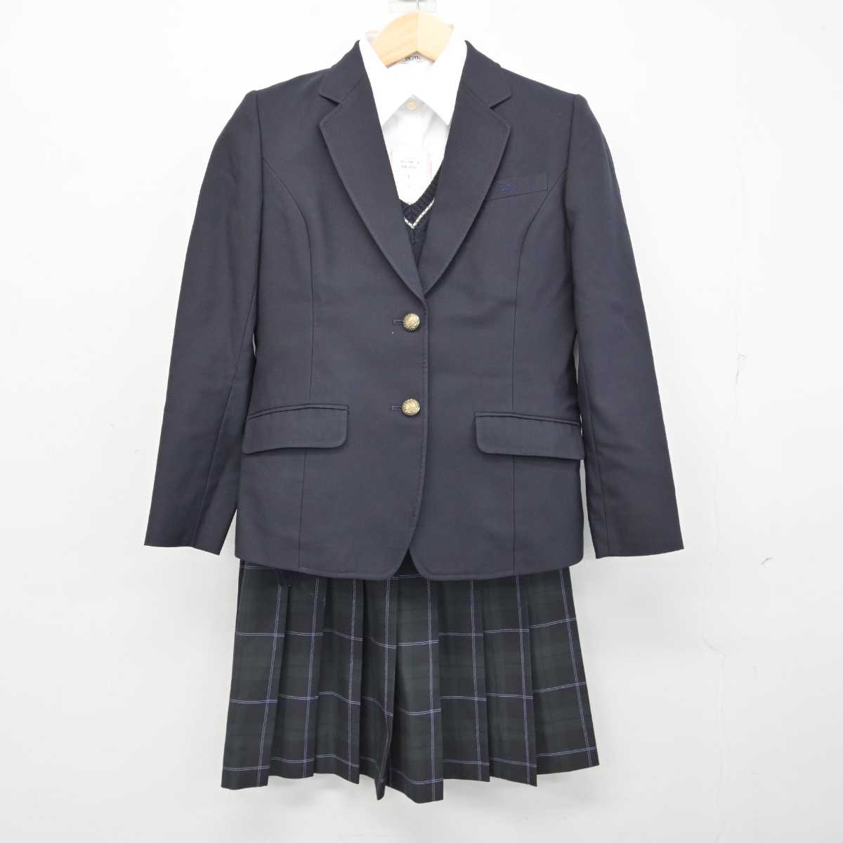 【中古】東京都 神田女学園高等学校 女子制服 4点 (ブレザー・ニット・シャツ・スカート) sf059354