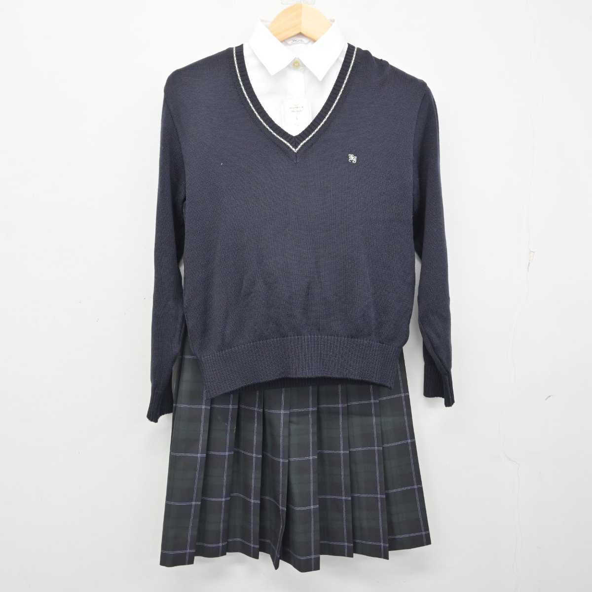 【中古】東京都 神田女学園高等学校 女子制服 4点 (ブレザー・ニット・シャツ・スカート) sf059354