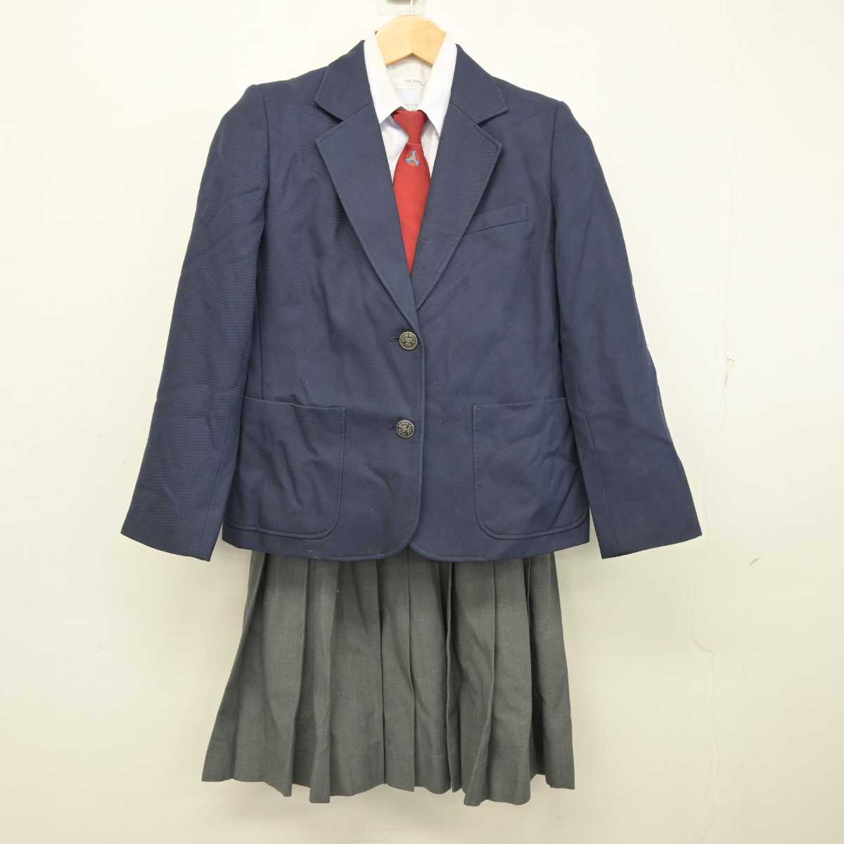 【中古】群馬県 矢中中学校 女子制服 4点 (ブレザー・シャツ・スカート) sf059456