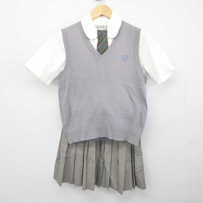 【中古】福岡県 西南学院高等学校 女子制服 4点 (ニットベスト・シャツ・スカート) sf059510