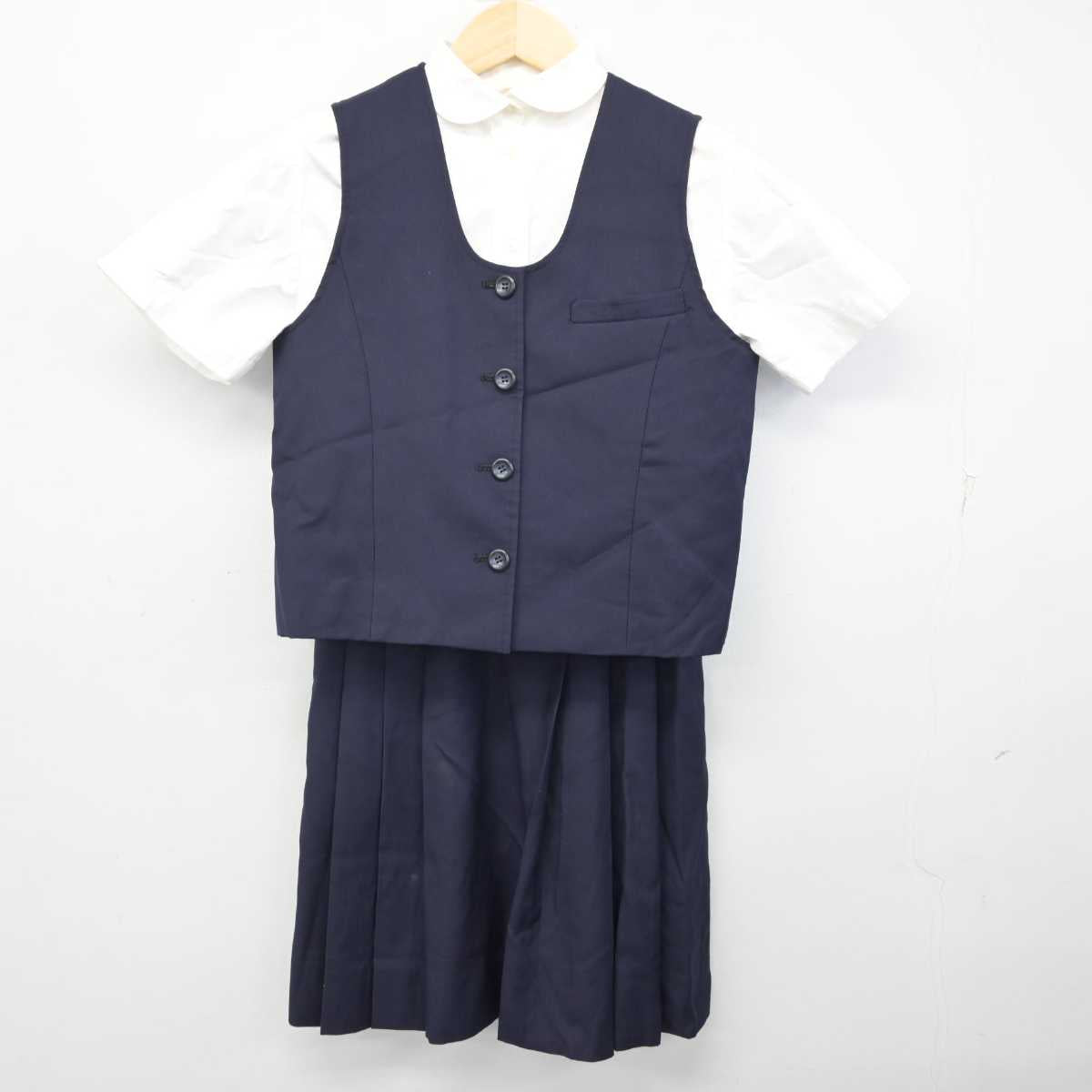 【中古】東京都 女子美術大学付属中学校 女子制服 3点 (ベスト・シャツ・スカート) sf059520