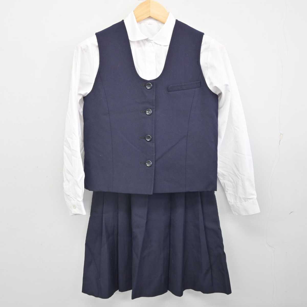 【中古】東京都 女子美術大学付属高等学校 女子制服 4点 (ブレザー・ベスト・シャツ・スカート) sf059521