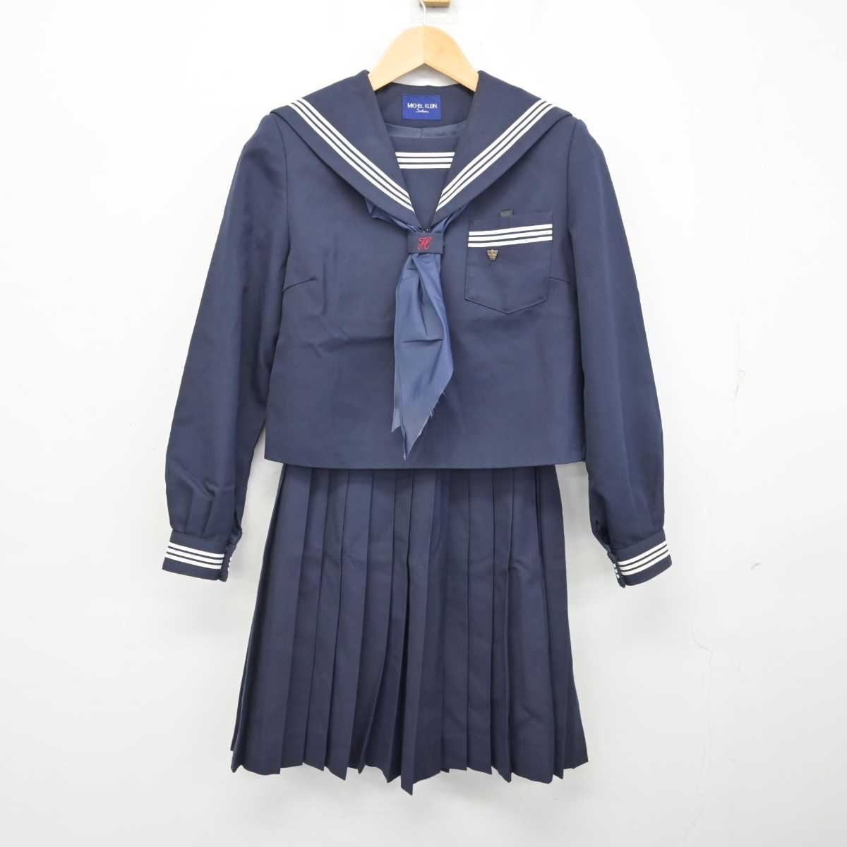 【中古】兵庫県 宝殿中学校 女子制服 4点 (セーラー服・スカート) sf059542