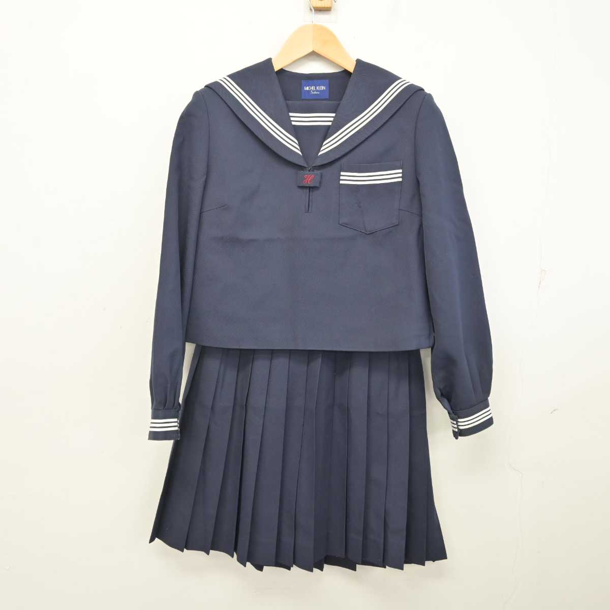 【中古】兵庫県 宝殿中学校 女子制服 2点 (セーラー服・スカート) sf059543