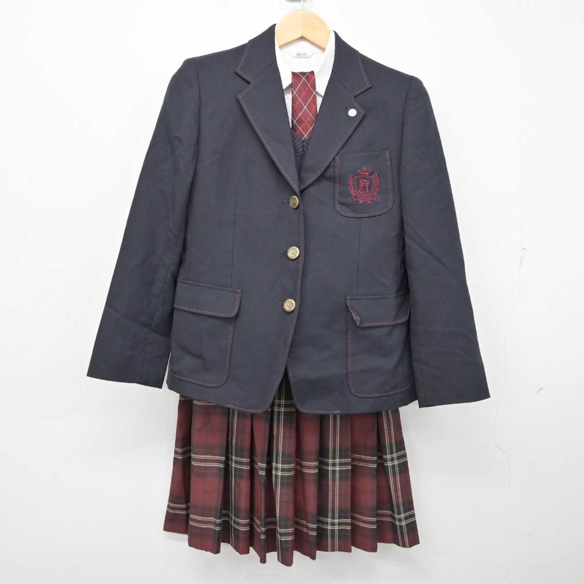 【中古】広島県 広陵高等学校 女子制服 6点 (ブレザー・ニット・シャツ・スカート) sf059635