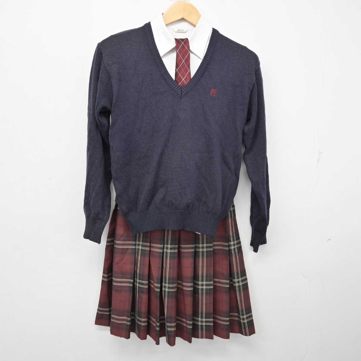 【中古】広島県 広陵高等学校 女子制服 6点 (ブレザー・ニット・シャツ・スカート) sf059635