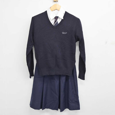 【中古】福岡県 筑紫高等学校/旧制服 女子制服 5点 (ブレザー・ニット・シャツ・スカート) sf059664