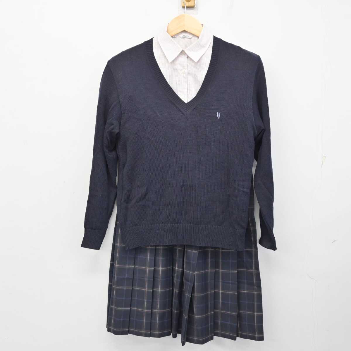 【中古】神奈川県 横浜清風高等学校 女子制服 3点 (ニット・シャツ・スカート) sf059682