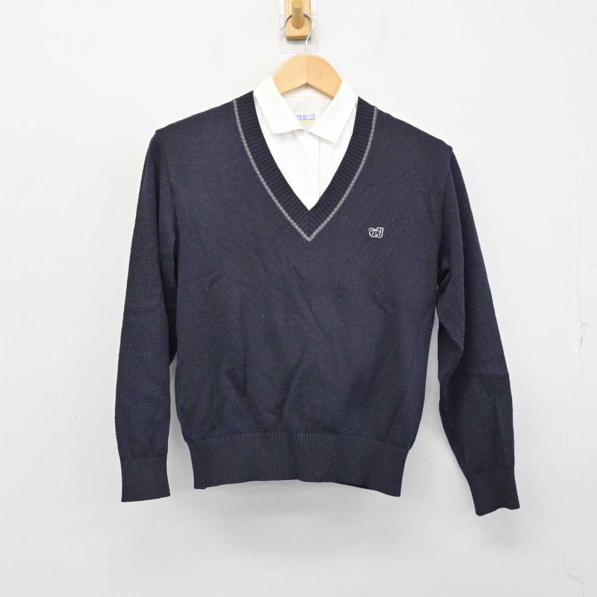 【中古】徳島県 城ノ内高等学校 女子制服 2点 (ニット・シャツ) sf059738