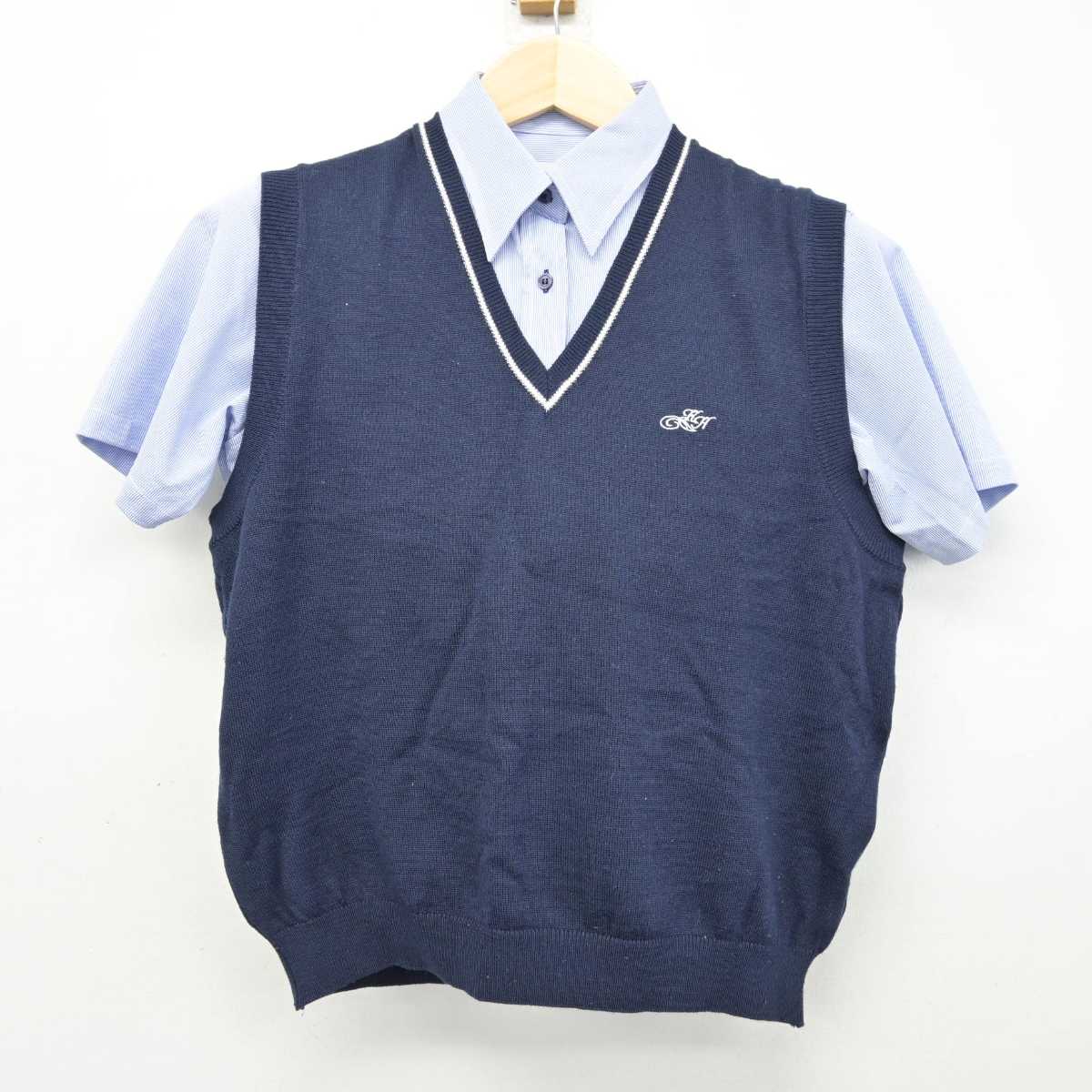 【中古】滋賀県 甲西高等学校 女子制服 2点 (ニットベスト・シャツ) sf059770