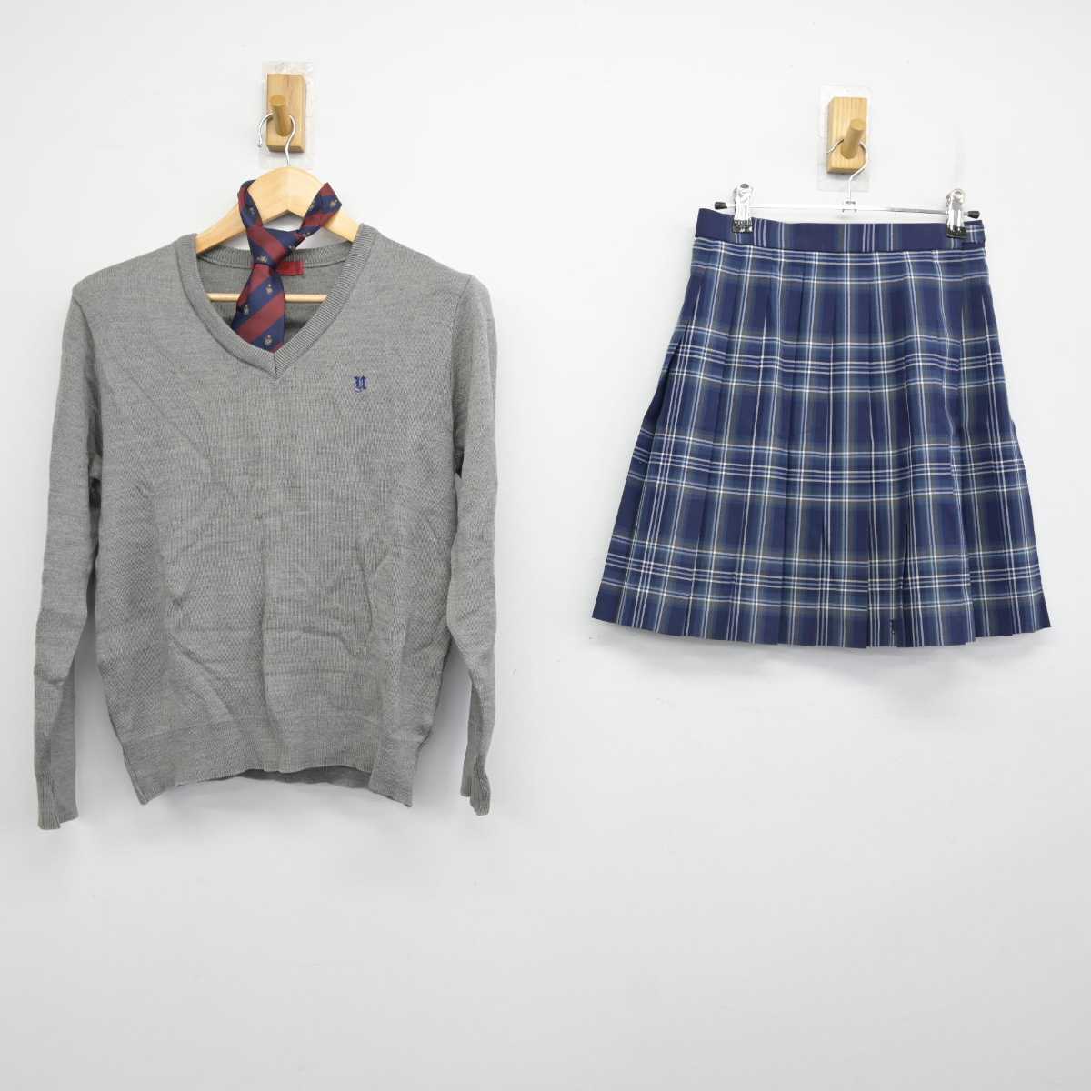 【中古】東京都 永山高等学校 女子制服 3点 (ニット・スカート) sf059781