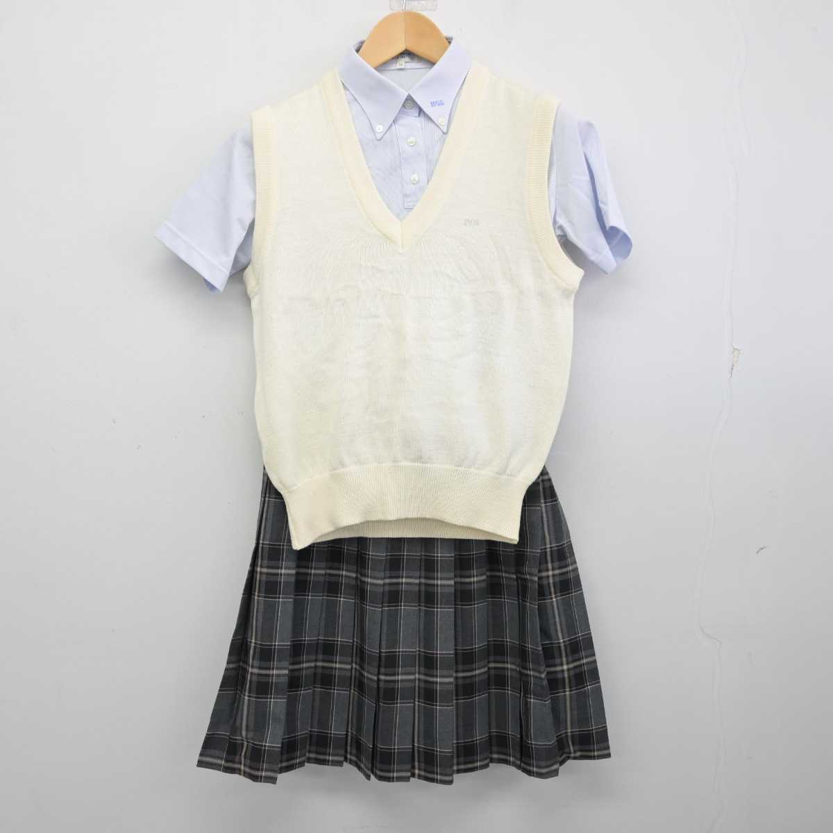 【中古】北海道 北海学園札幌高等学校 女子制服 3点 (ニットベスト・シャツ・スカート) sf059864