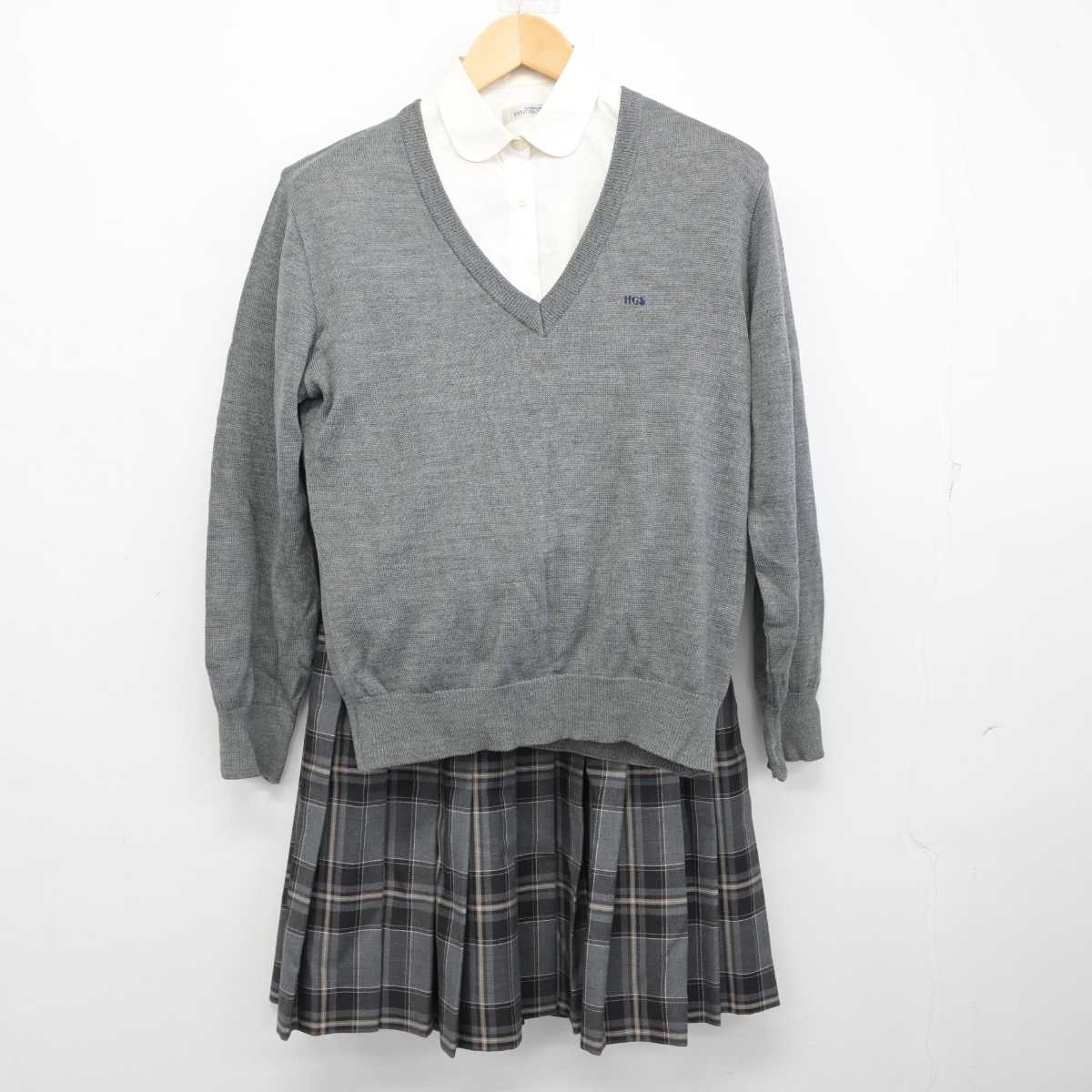 【中古】北海道 北海学園札幌高等学校 女子制服 3点 (ニット・シャツ・スカート) sf059866