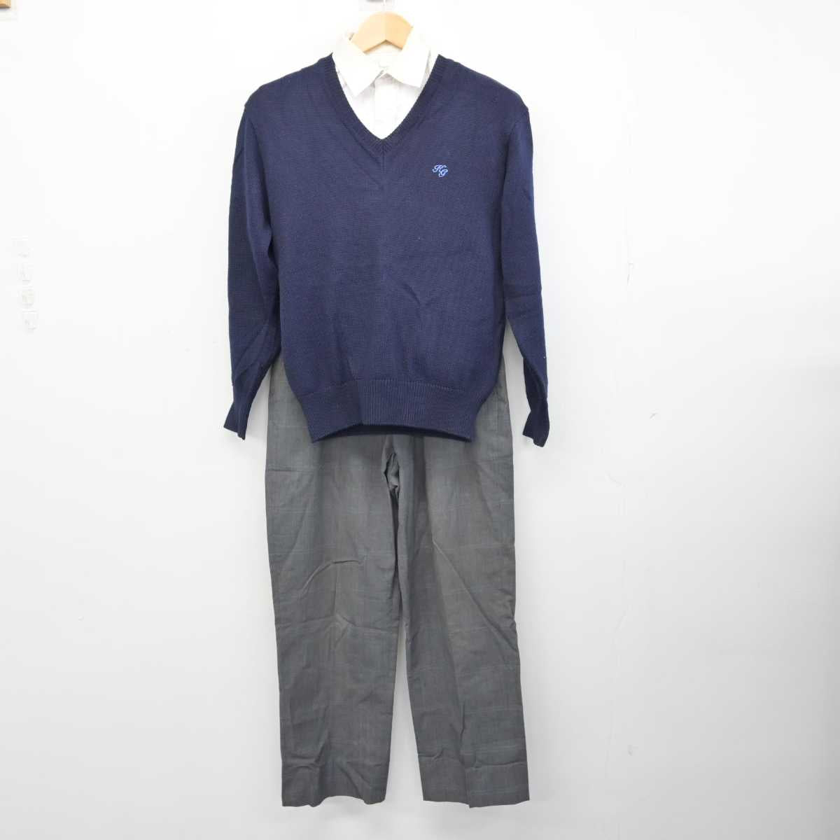 【中古】千葉県 敬愛学園高等学校 男子制服 3点 (ニット・シャツ・ズボン) sf059873