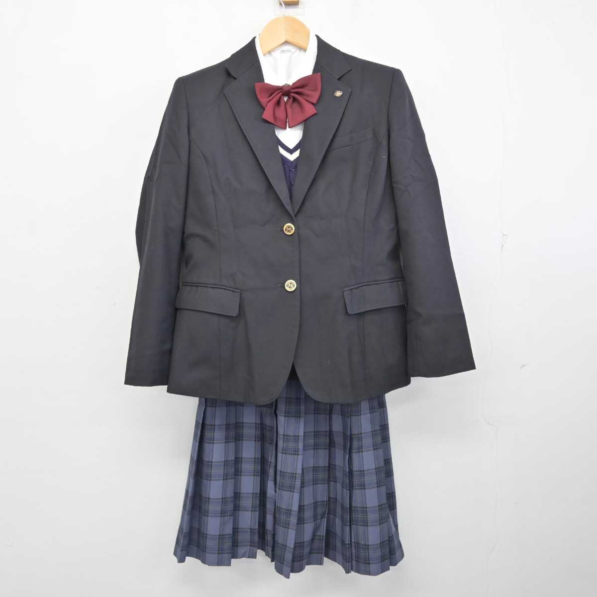 【中古】愛知県  岩津高等学校 女子制服 5点 (ブレザー・ニット・シャツ・スカート) sf059880