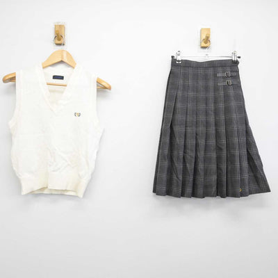 【中古】東京都 広尾学園中学校・高等学校 女子制服 2点 (ニットベスト・スカート) sf059916