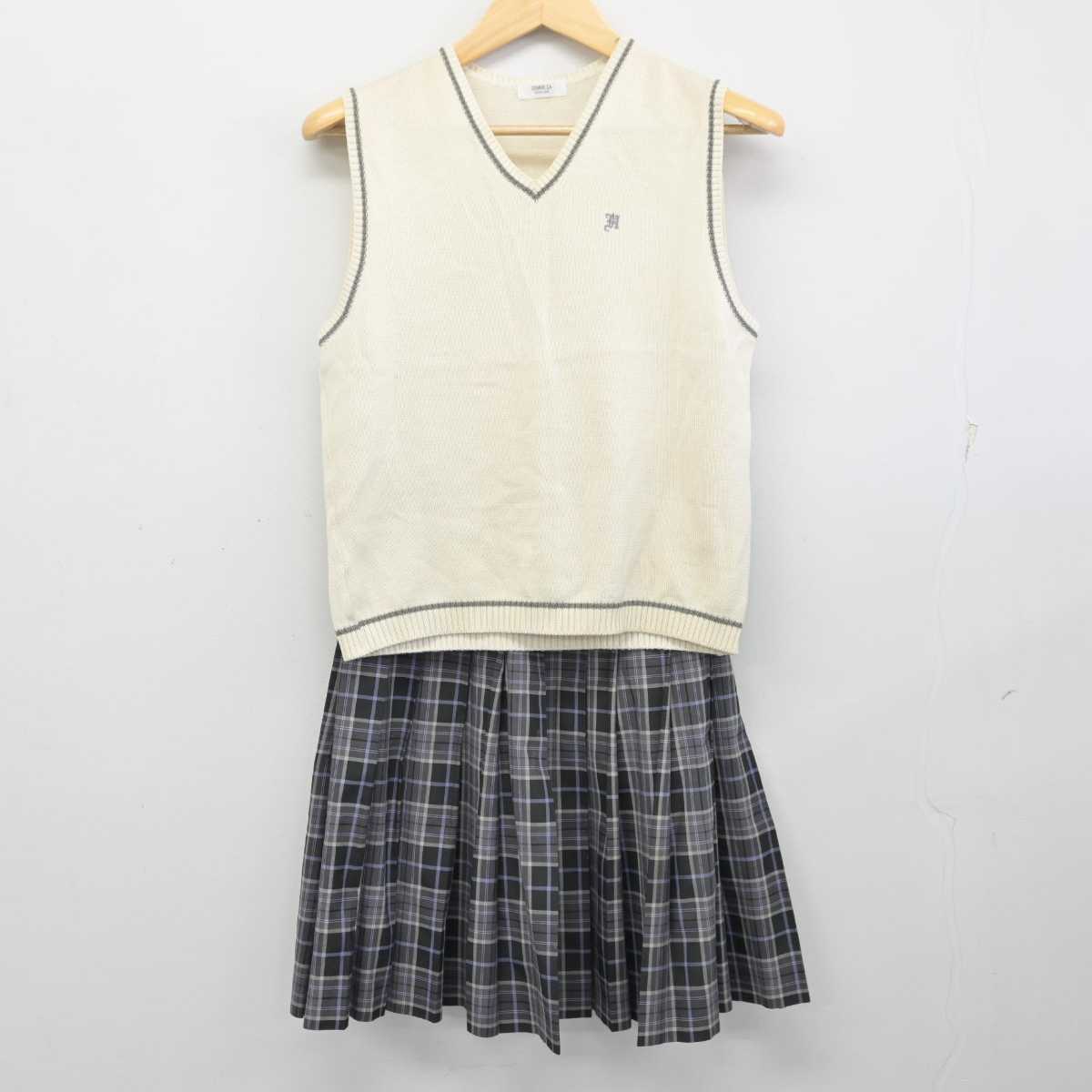 【中古】兵庫県 龍谷大学附属平安中学校 女子制服 2点 (ニットベスト・スカート) sf059940