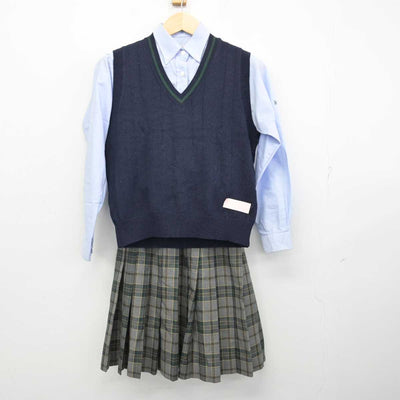 【中古】神奈川県 横浜創英高等学校 女子制服 3点 (ニットベスト・シャツ・スカート) sf059945