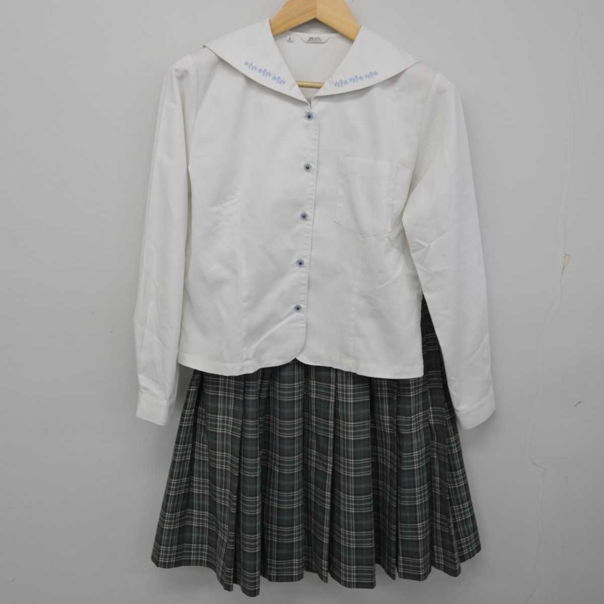 【中古】北海道 大麻高等学校 女子制服 3点 (ブラウス・ブラウス・スカート) sf059997