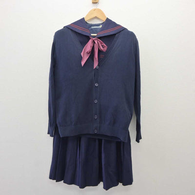 【中古】大阪府 大阪教育大学附属池田中学校 女子制服 4点 (セーラー服・ニット・スカート) sf060034