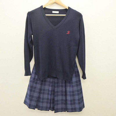 【中古】宮城県 塩釜高等学校 女子制服 4点 (ブレザー・ニット・スカート) sf060090