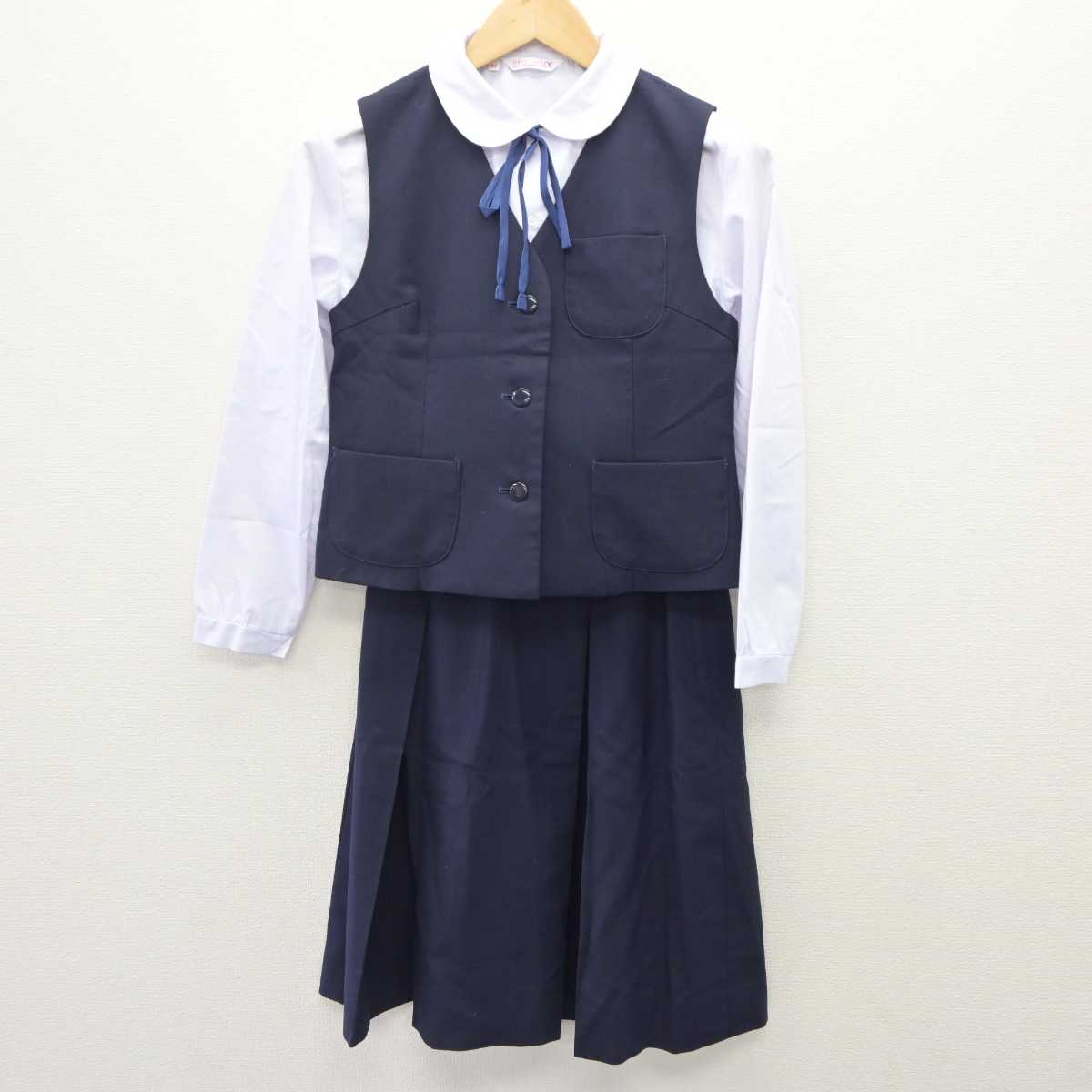 【中古】静岡県 城内中学校 女子制服 5点 (ブレザー・シャツ・ベスト・スカート) sf060114