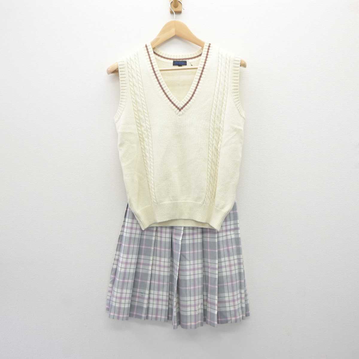 【中古】山口県 中村女子高等学校 女子制服 2点 (ニットベスト・スカート) sf060129