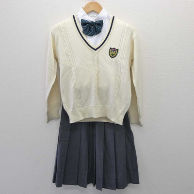 【中古】福岡県 折尾高等学校 女子制服 5点 (ブレザー・シャツ・ニット・スカート) sf060150