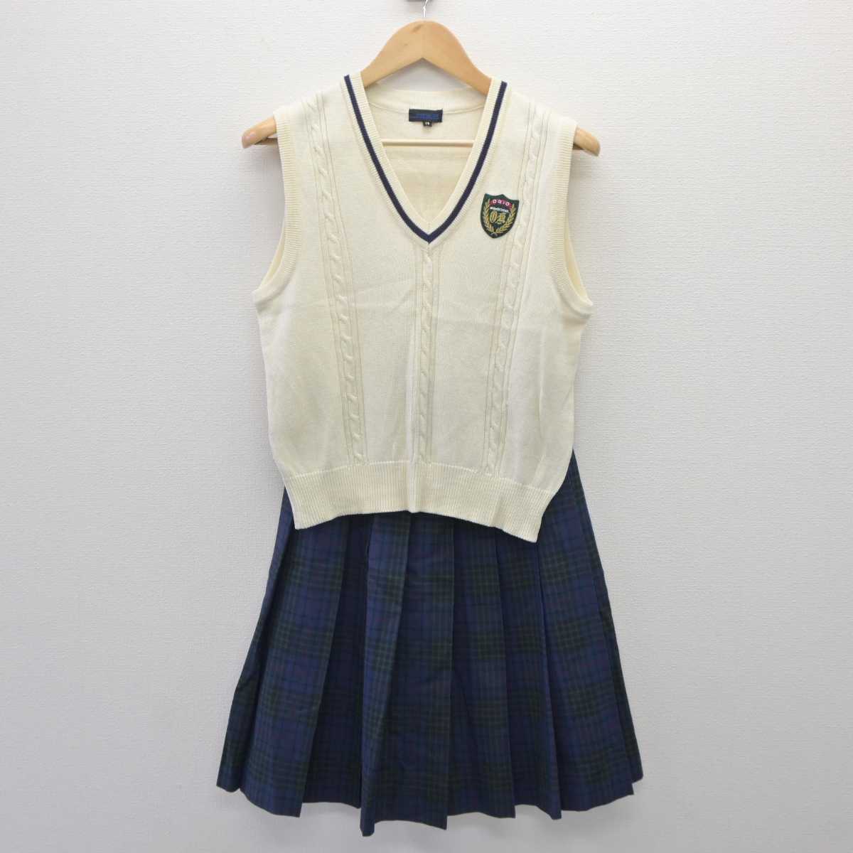 【中古】福岡県 折尾高等学校 女子制服 2点 (ニットベスト・スカート) sf060151