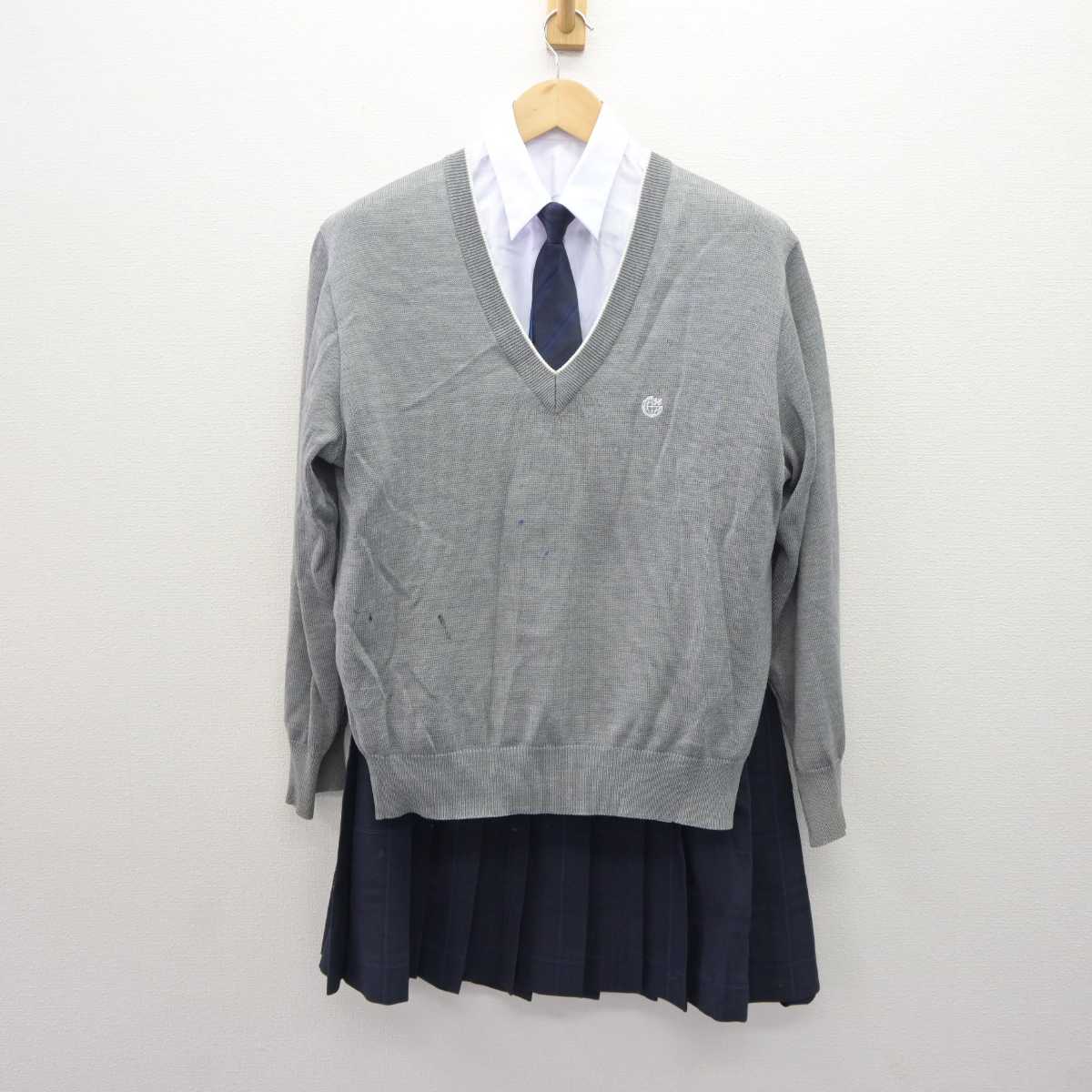 【中古】神奈川県 氷取沢高等学校 女子制服 5点 (ブレザー・ニット・シャツ・スカート) sf060159