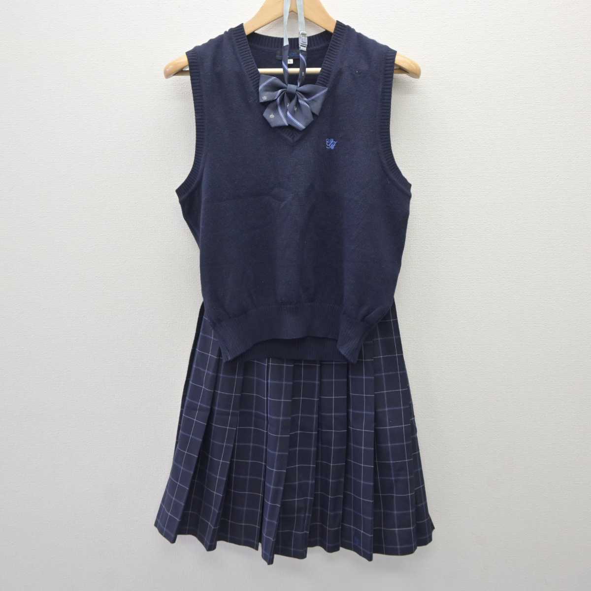 【中古】千葉県 生浜高等学校 女子制服 4点 (ブレザー・ニットベスト・スカート) sf060207