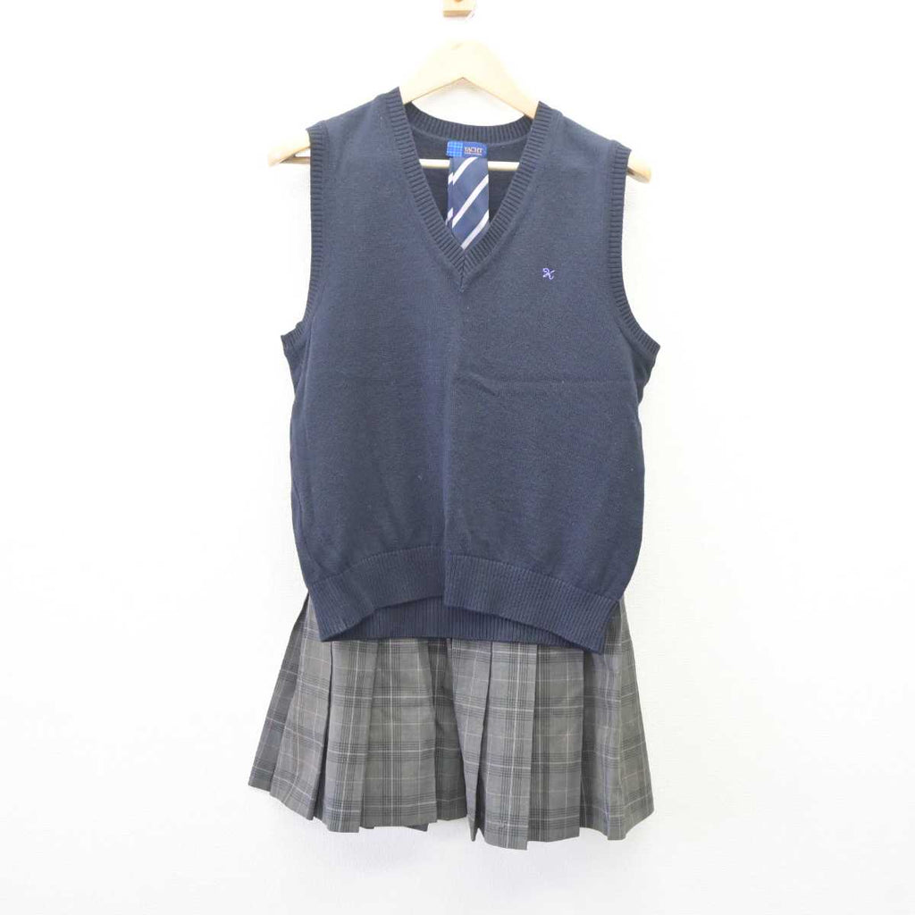 【中古】千葉県 小金高等学校 女子制服 3点 (ニットベスト・スカート) sf060223