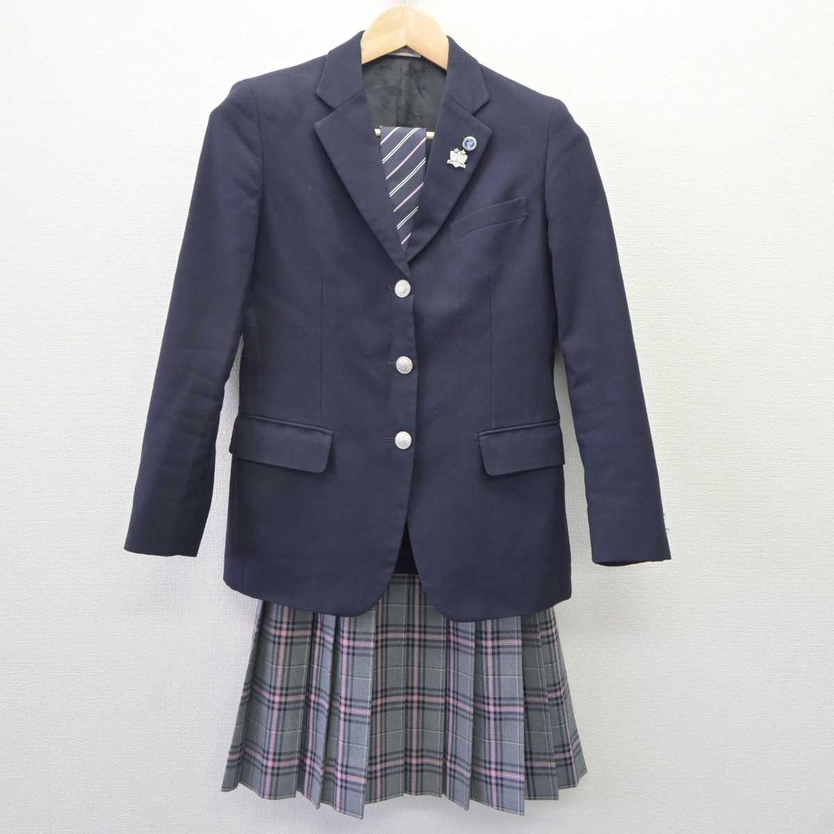 【中古】 クラーク記念国際高等学校 女子制服 4点 (ブレザー・ニット・スカート) sf060260