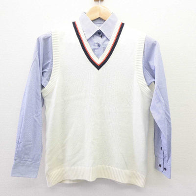 【中古】北海道 北海道科学大学高等学校 女子制服 2点 (ニットベスト・シャツ) sf060262