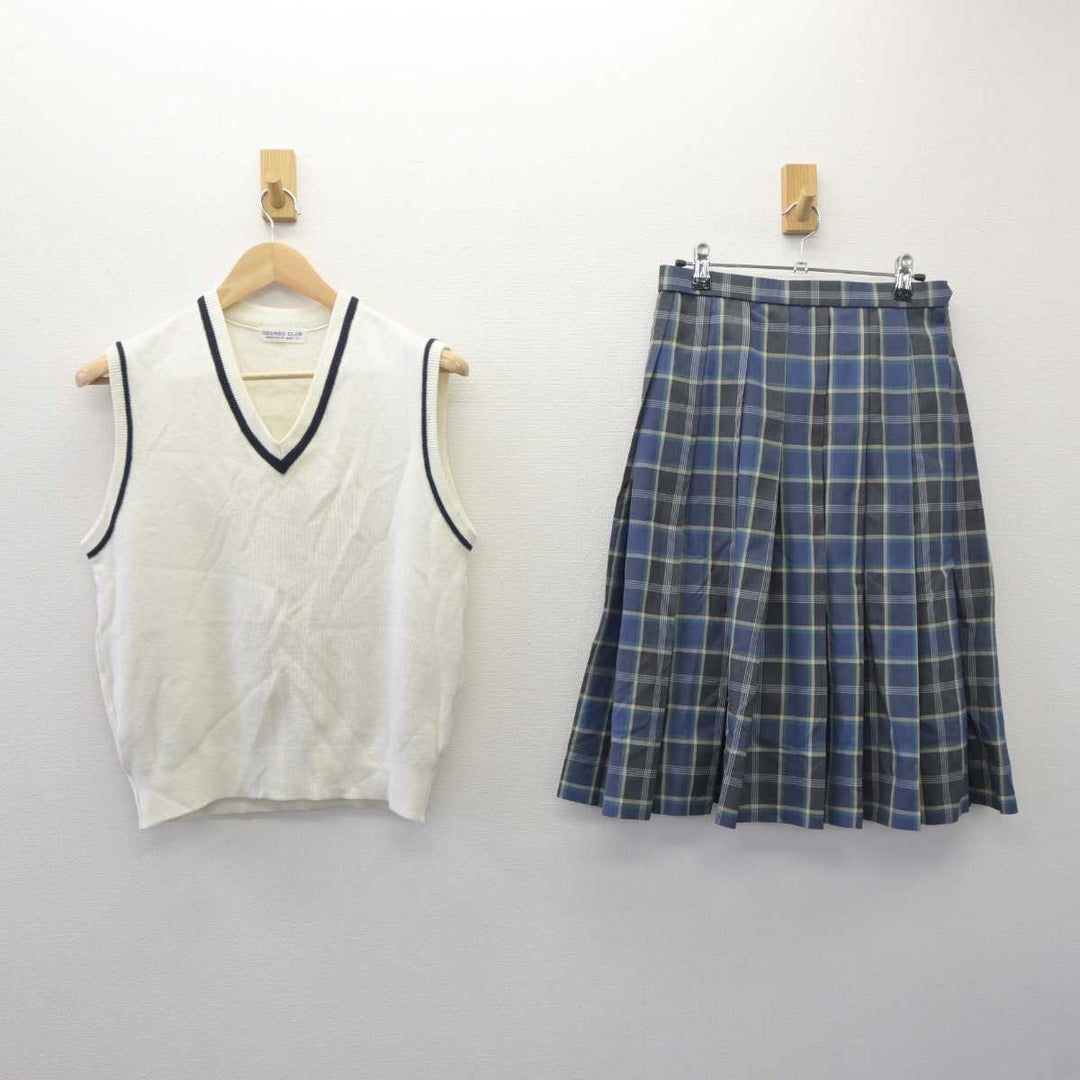 【中古】群馬県 渋川青翠高等学校 女子制服 2点 (ニットベスト・スカート) sf060321