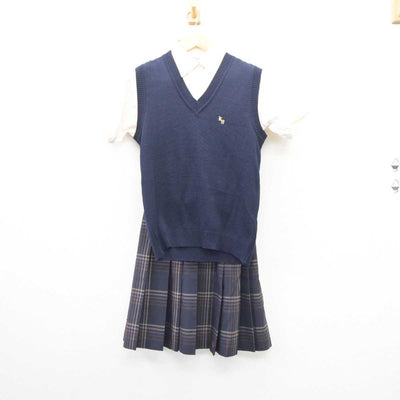 【中古】千葉県 柏の葉高等学校 女子制服 3点 (ニットベスト・シャツ・スカート) sf060393