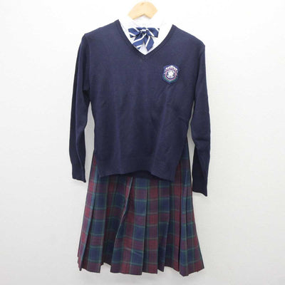 【中古】福岡県 筑陽学園高等学校 女子制服 5点 (ブレザー・ニット・シャツ・スカート) sf060405